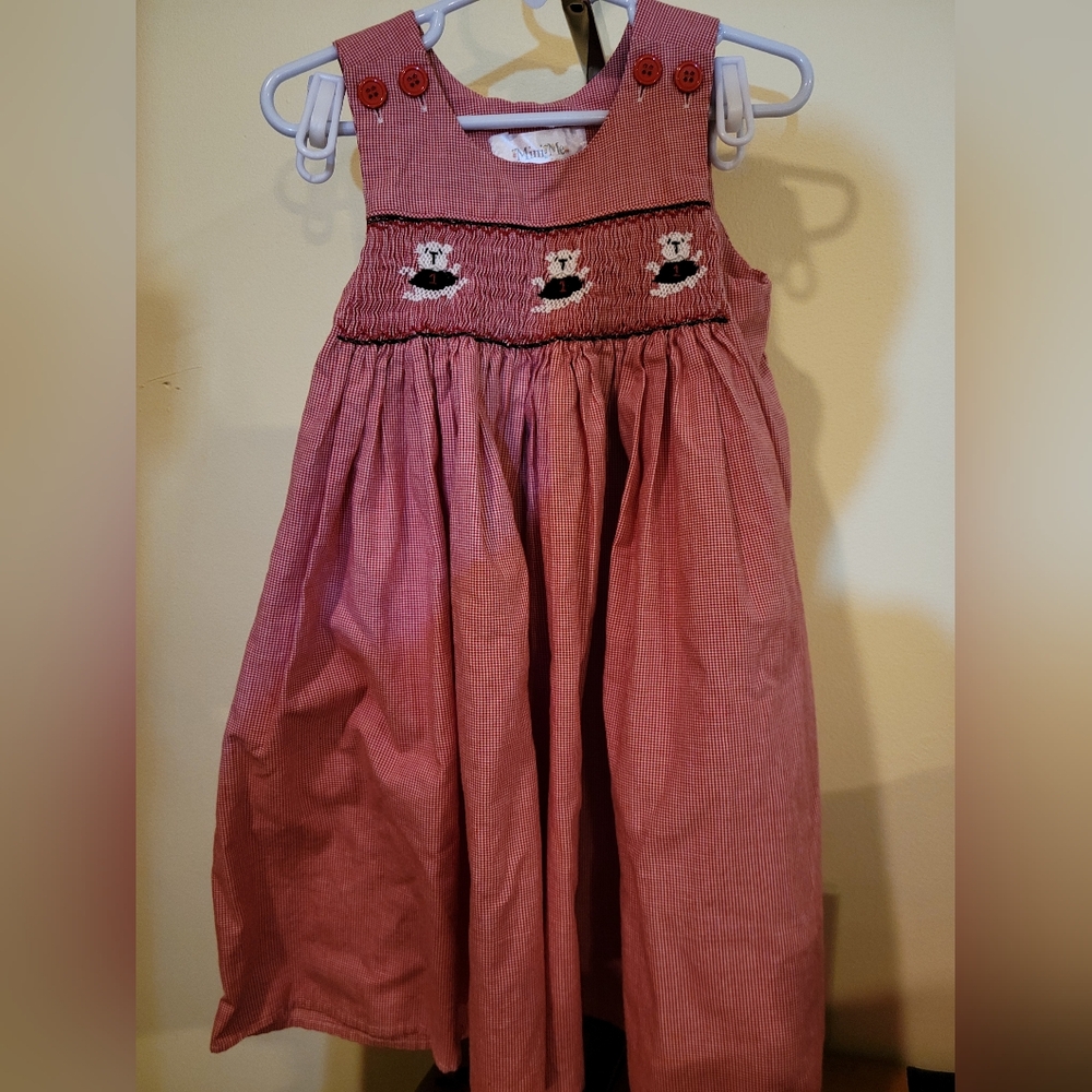 Mini Me Uga Geirgis Bulldog Smocked Dress Sz 2